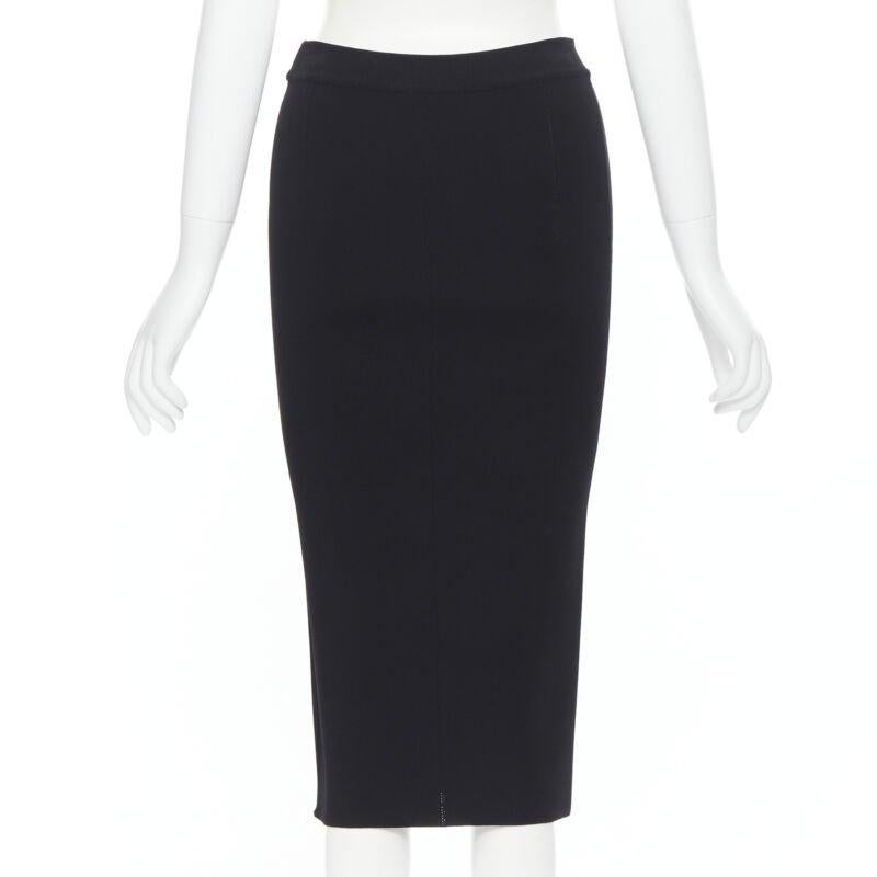 OSCAR DE LA RENTA Jupe fourreau moulante en maille de viscose noire longueur genou XS, 2016 en vente 2