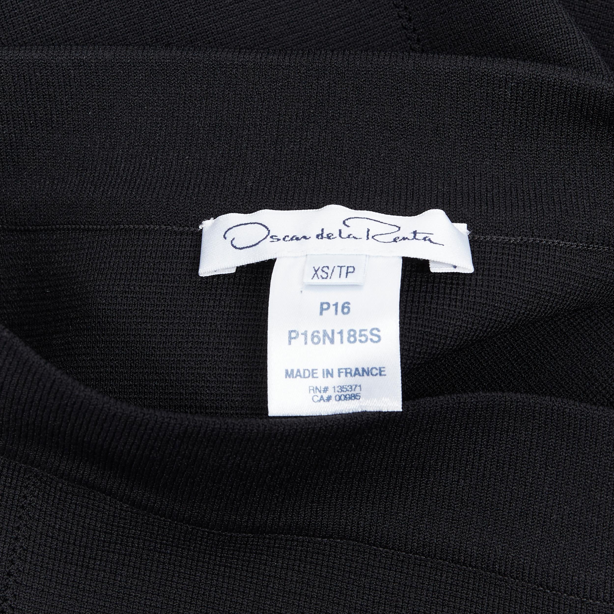 OSCAR DE LA RENTA 2016 black viscose knit knee length bodycon pencil skirt XS For Sale 2