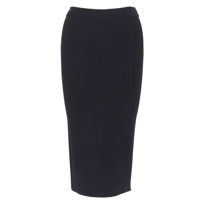 OSCAR DE LA RENTA Jupe fourreau moulante en maille de viscose noire longueur genou XS, 2016 en vente