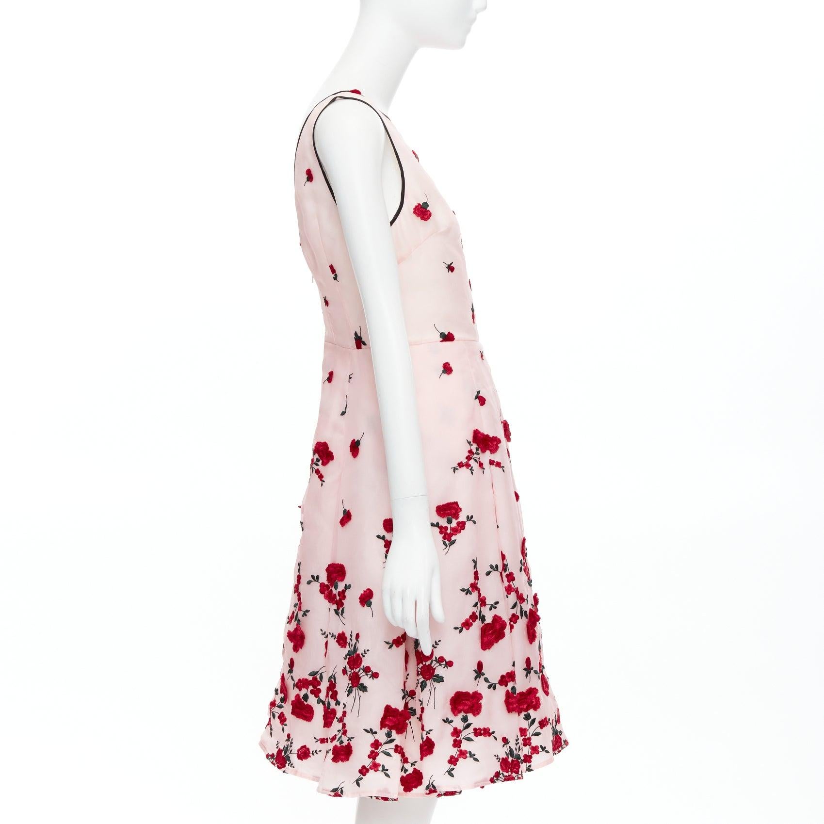 De las mujeres OSCAR DE LA RENTA 2016 rosa rojo degradado clavel rosa vestido bordado US4 S en venta