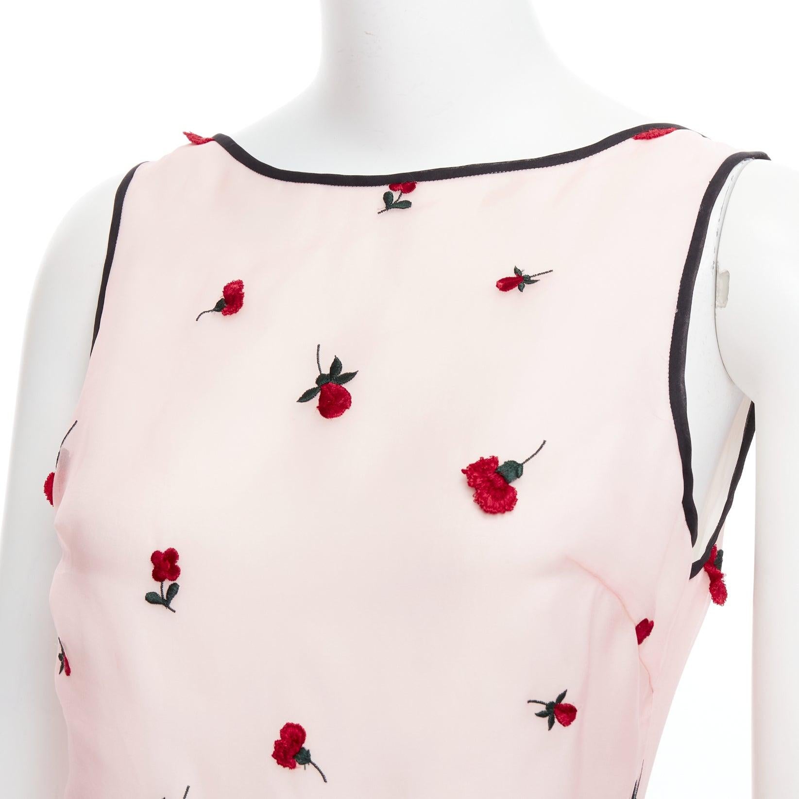 OSCAR DE LA RENTA 2016 rosa rojo degradado clavel rosa vestido bordado US4 S en venta 3