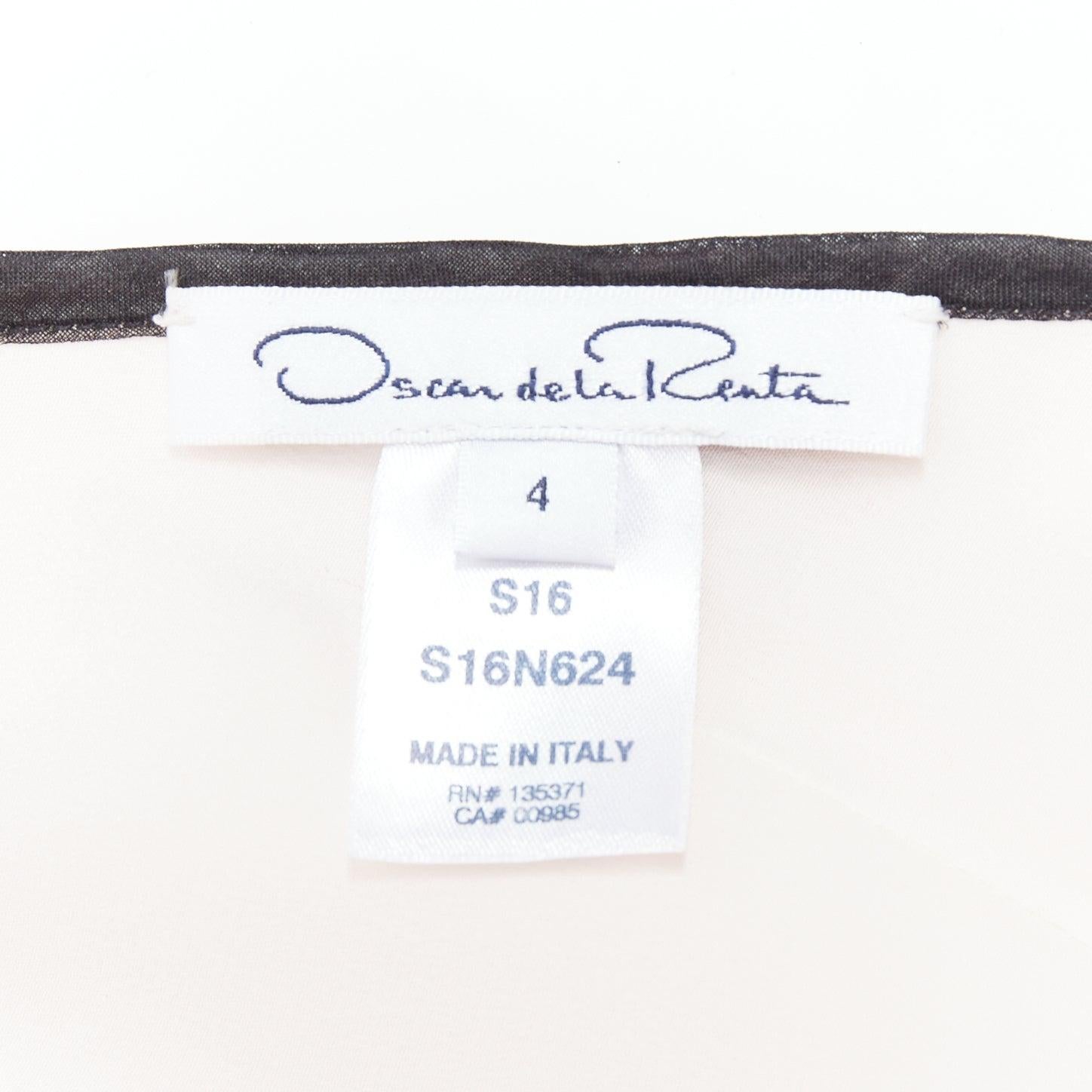 OSCAR DE LA RENTA 2016 rosa rojo degradado clavel rosa vestido bordado US4 S en venta 4