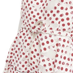 OSCAR DE LA RENTA 2016 white polkadot floral burnt out devore belted dress US2 S