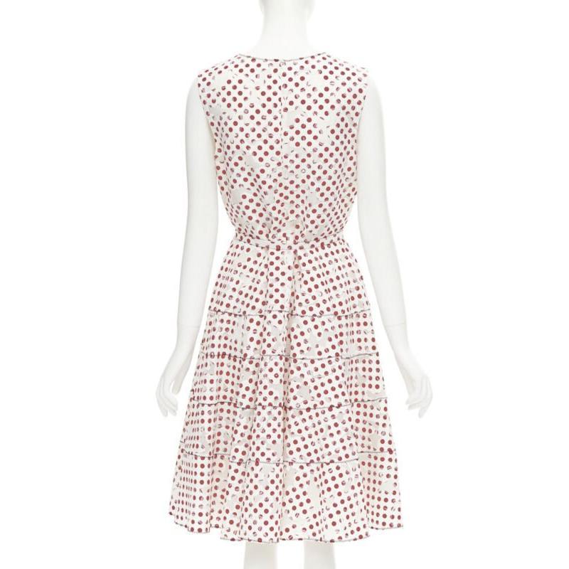 OSCAR DE LA RENTA 2016 abito bianco in polkadot a fiori bruciati con cintura US2 S. White in vendita 1