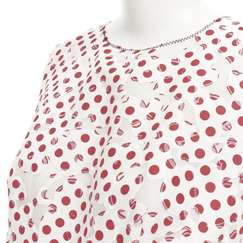OSCAR DE LA RENTA 2016 abito bianco in polkadot a fiori bruciati con cintura US2 S. White in vendita 3
