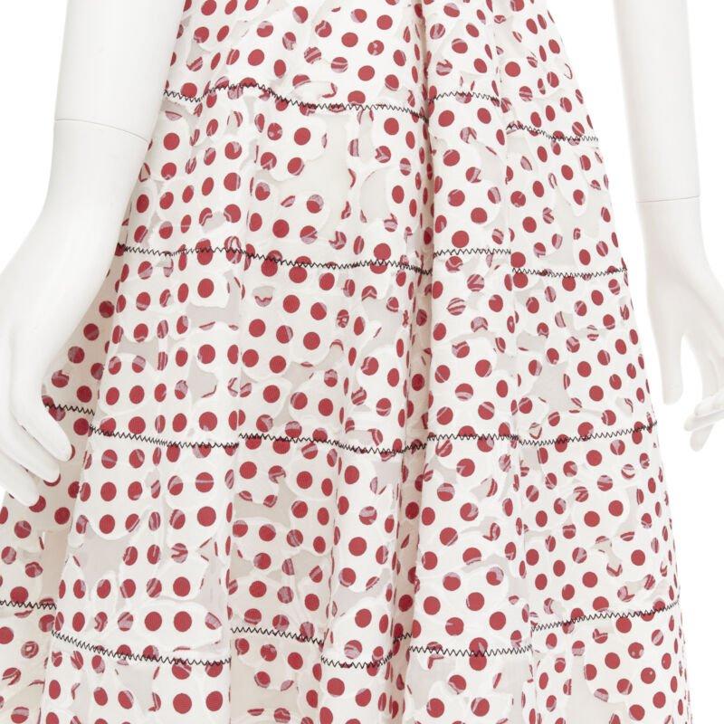 OSCAR DE LA RENTA 2016 abito bianco in polkadot a fiori bruciati con cintura US2 S. White in vendita 4