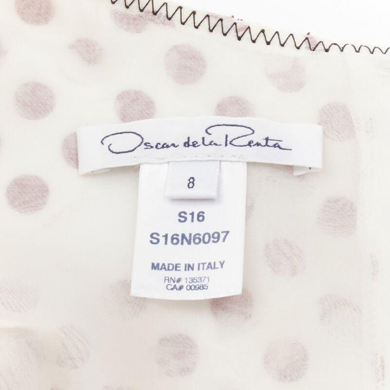 OSCAR DE LA RENTA 2016 abito bianco in polkadot a fiori bruciati con cintura US2 S. White in vendita 5