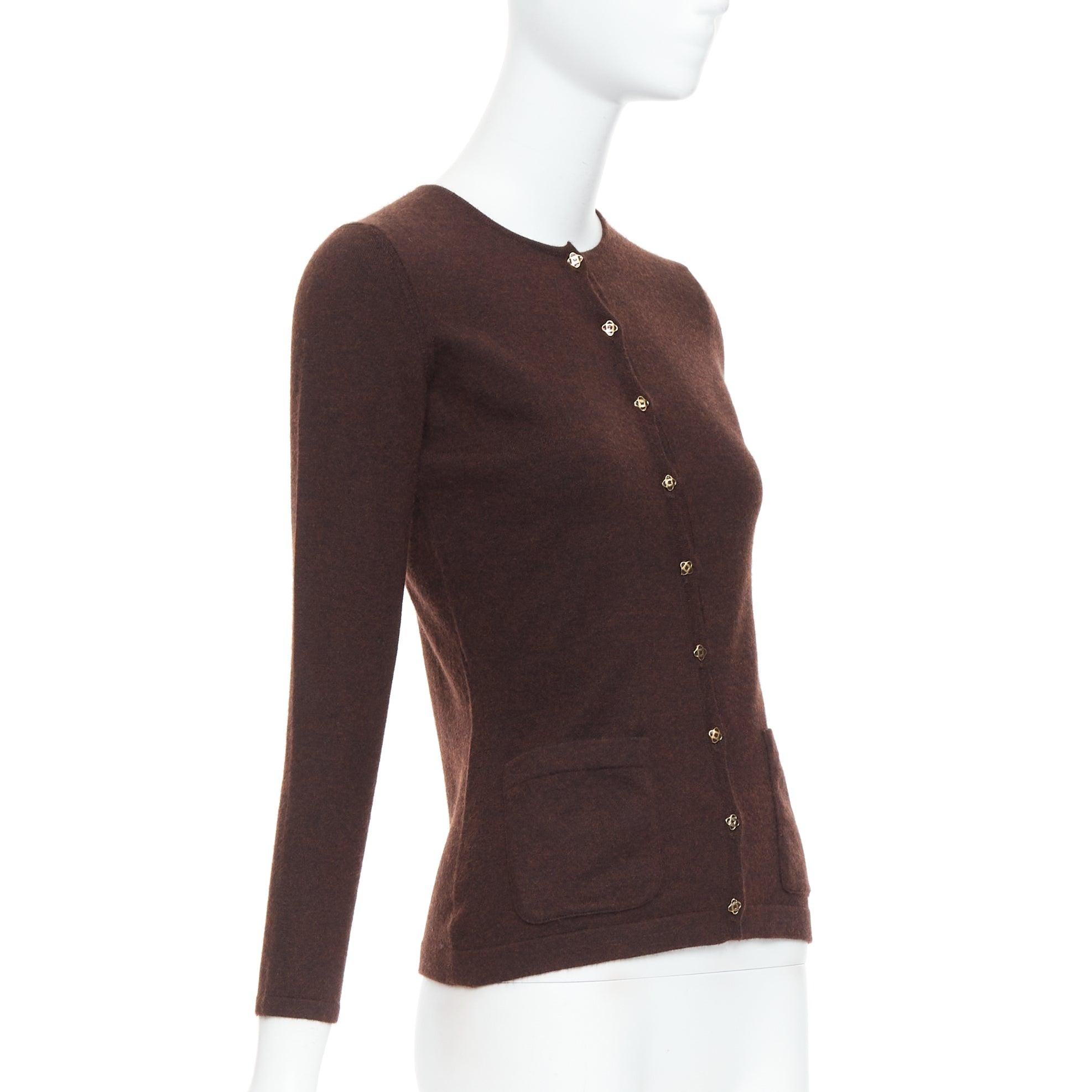 Women's OSCAR DE LA RENTA 2017 brown cashmere silk blend cardigan sweater XS For Sale