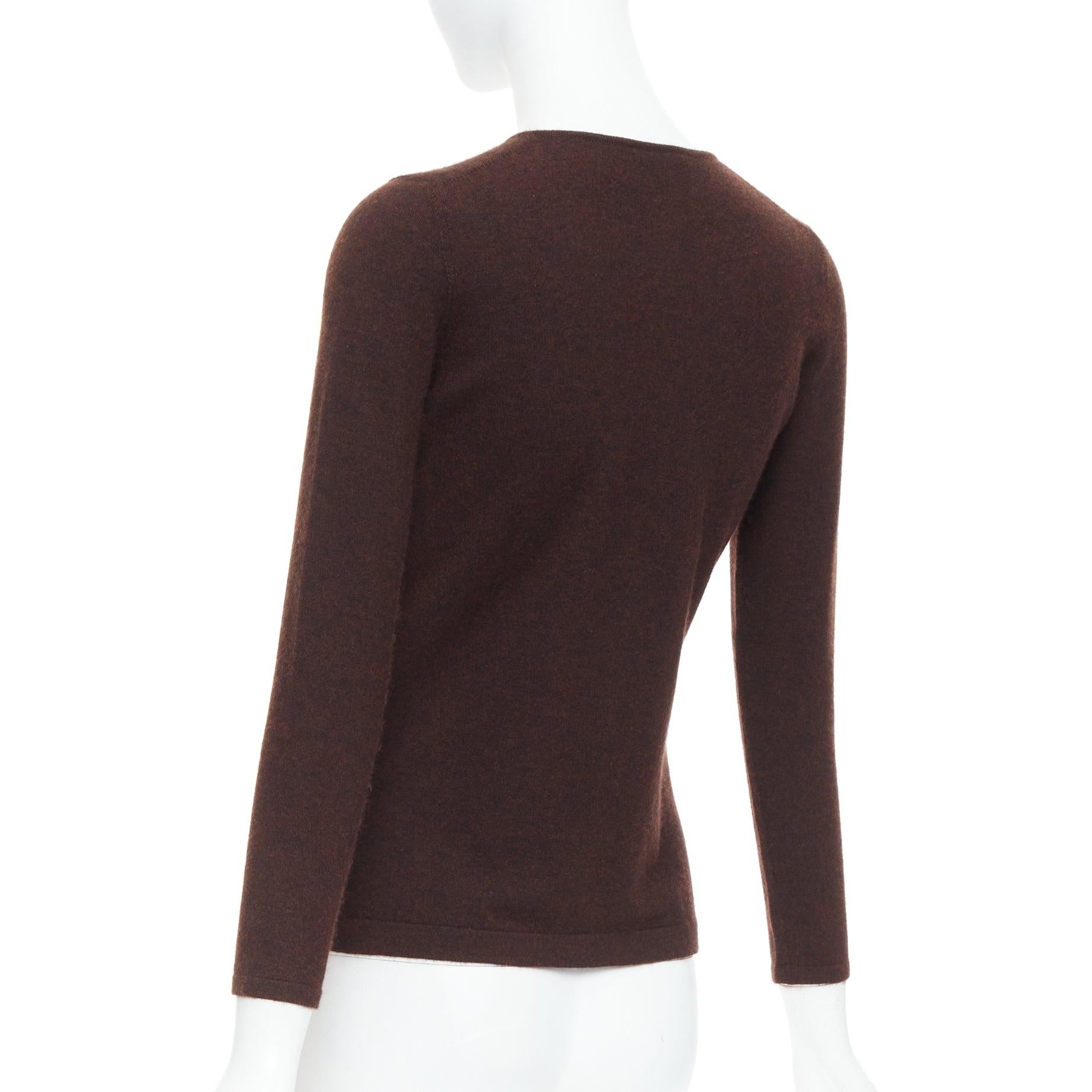OSCAR DE LA RENTA 2017 brown cashmere silk blend cardigan sweater XS For Sale 3