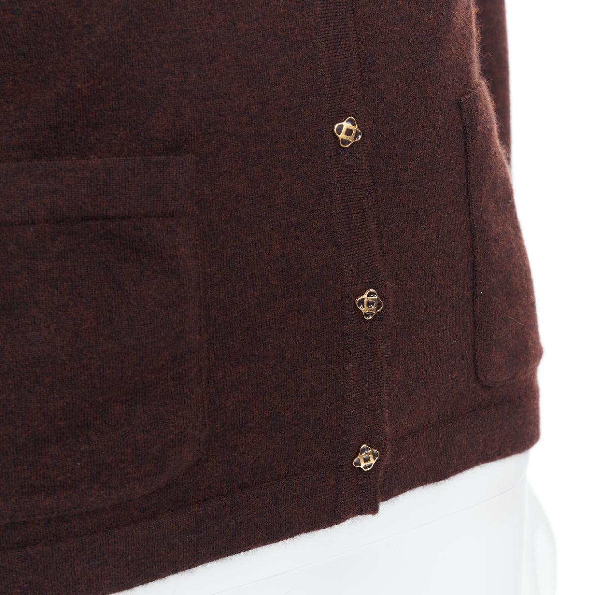 OSCAR DE LA RENTA 2017 brown cashmere silk blend cardigan sweater XS For Sale 4