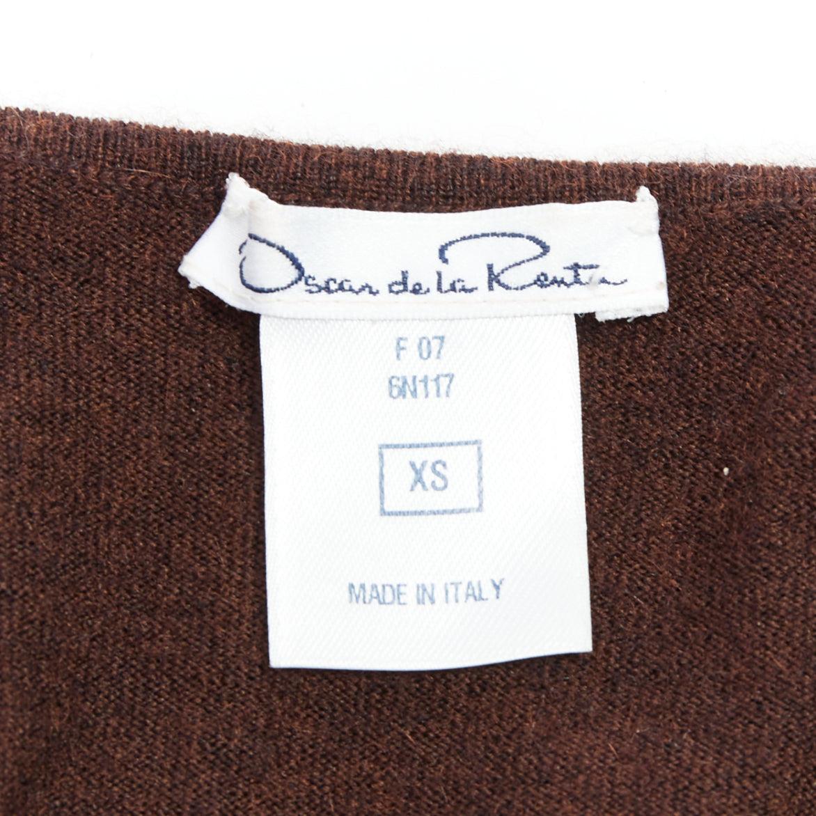OSCAR DE LA RENTA 2017 brown cashmere silk blend cardigan sweater XS For Sale 5