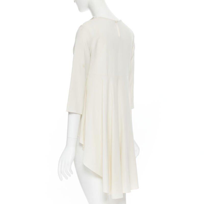 OSCAR DE LA RENTA 2017 cream silk floral petal applique high low top US0 3