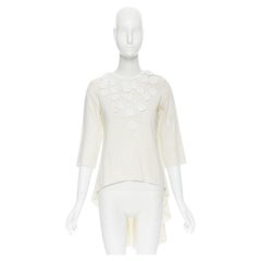Oscar De La Renta 2017 crema in seta con petali floreali applicati, top alto e basso US0