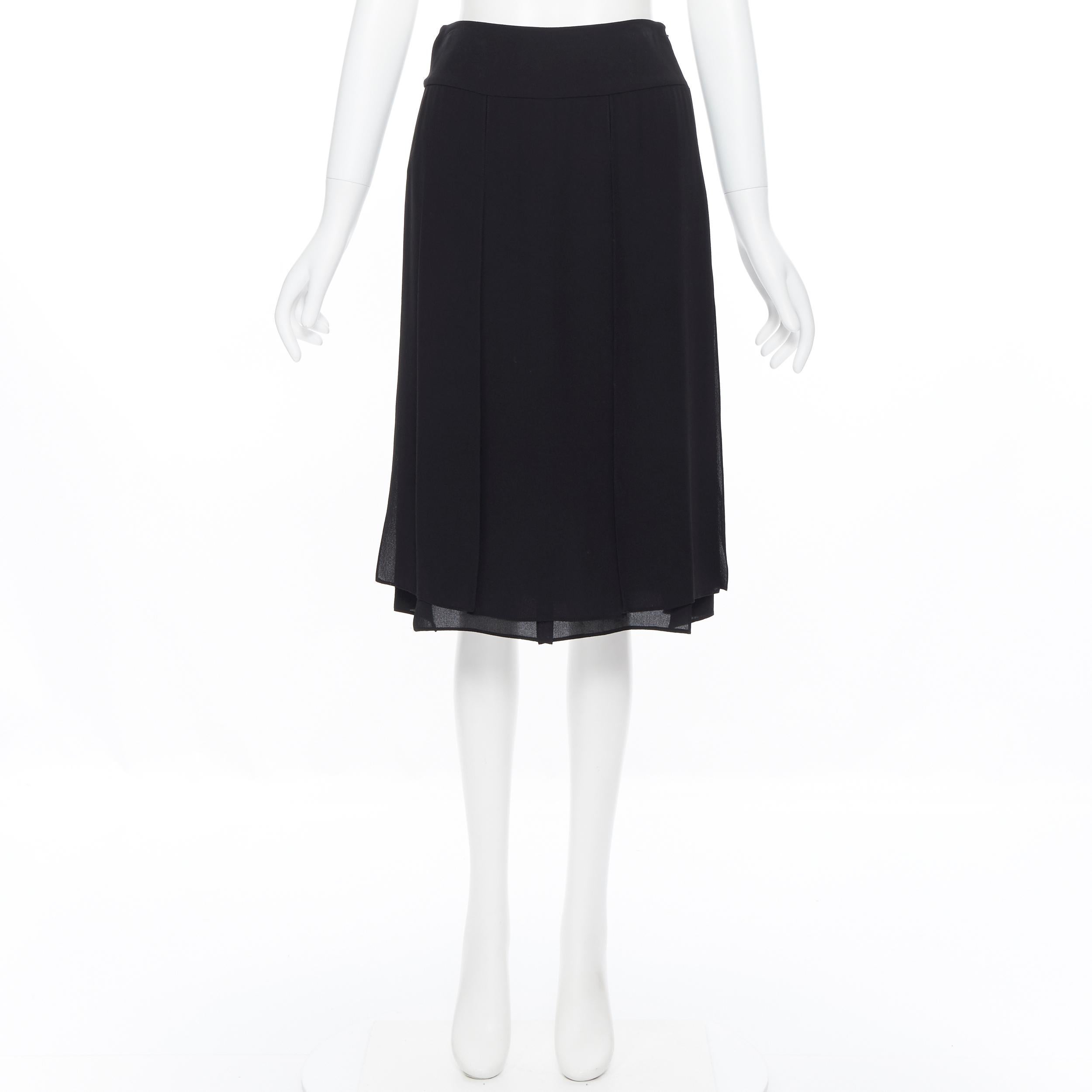 OSCAR DE LA RENTA 2017 falda acampanada por la rodilla de punto perforado de viscosa XS Negro