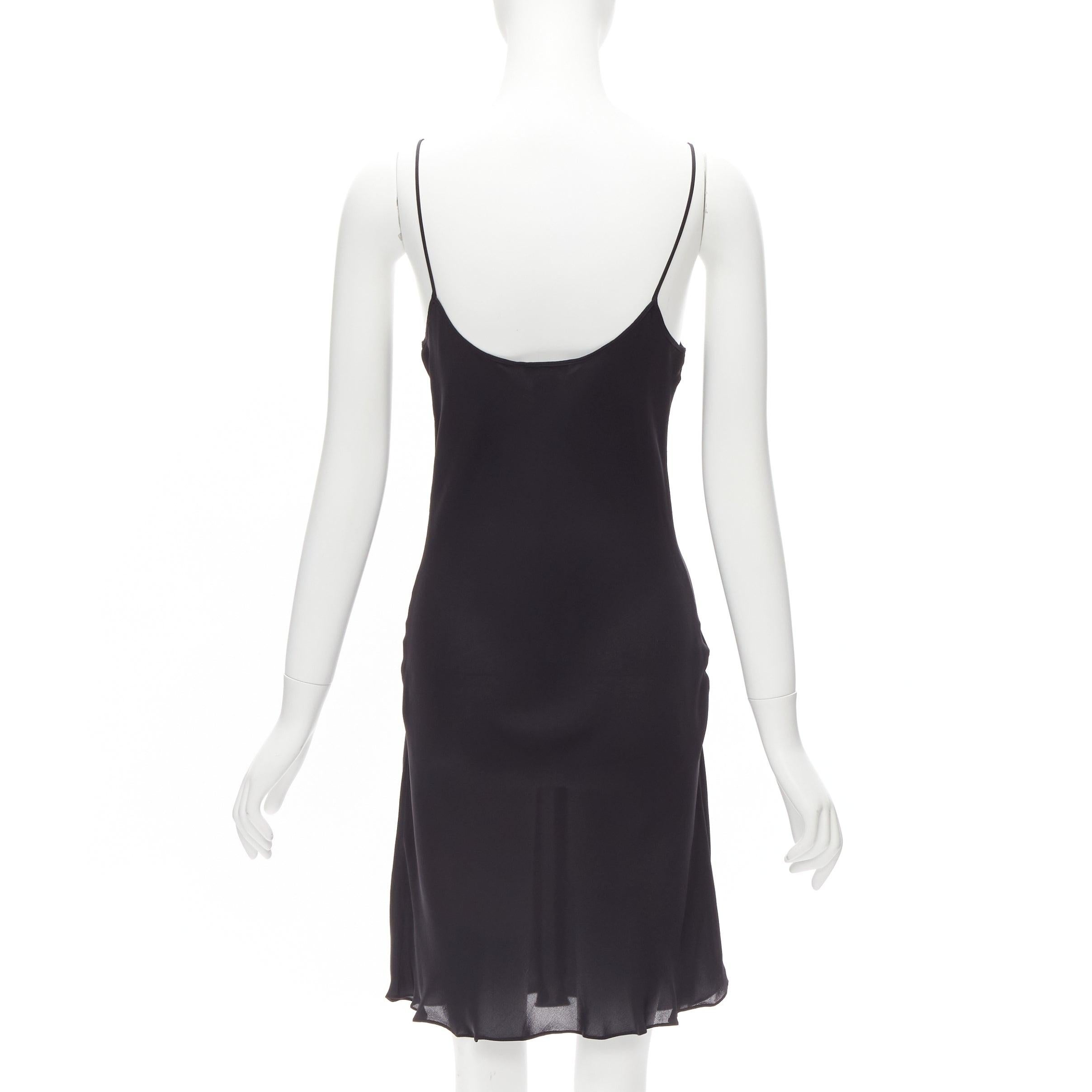 OSCAR DE LA RENTA 2018 100% silk black plunge neck slip dress US0 XS For Sale 1