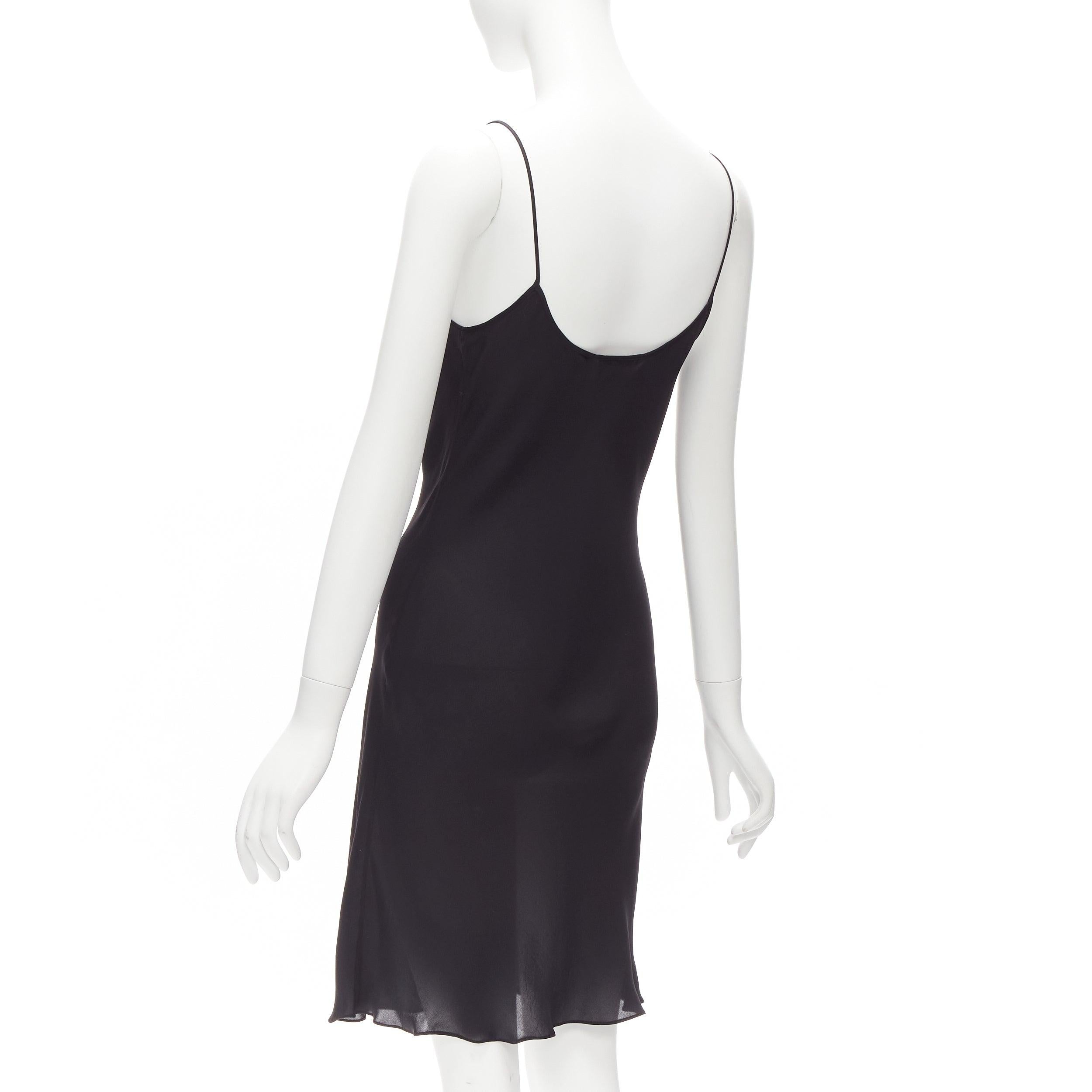OSCAR DE LA RENTA 2018 100% silk black plunge neck slip dress US0 XS For Sale 2