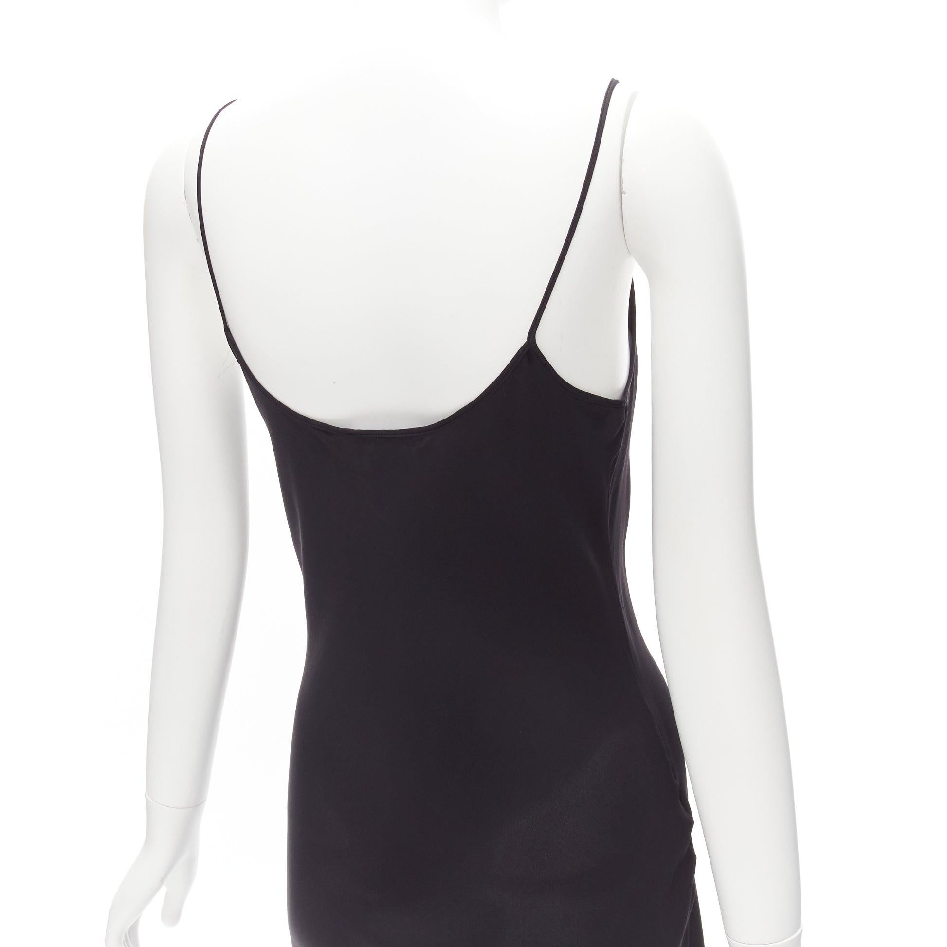OSCAR DE LA RENTA 2018 100% silk black plunge neck slip dress US0 XS For Sale 3