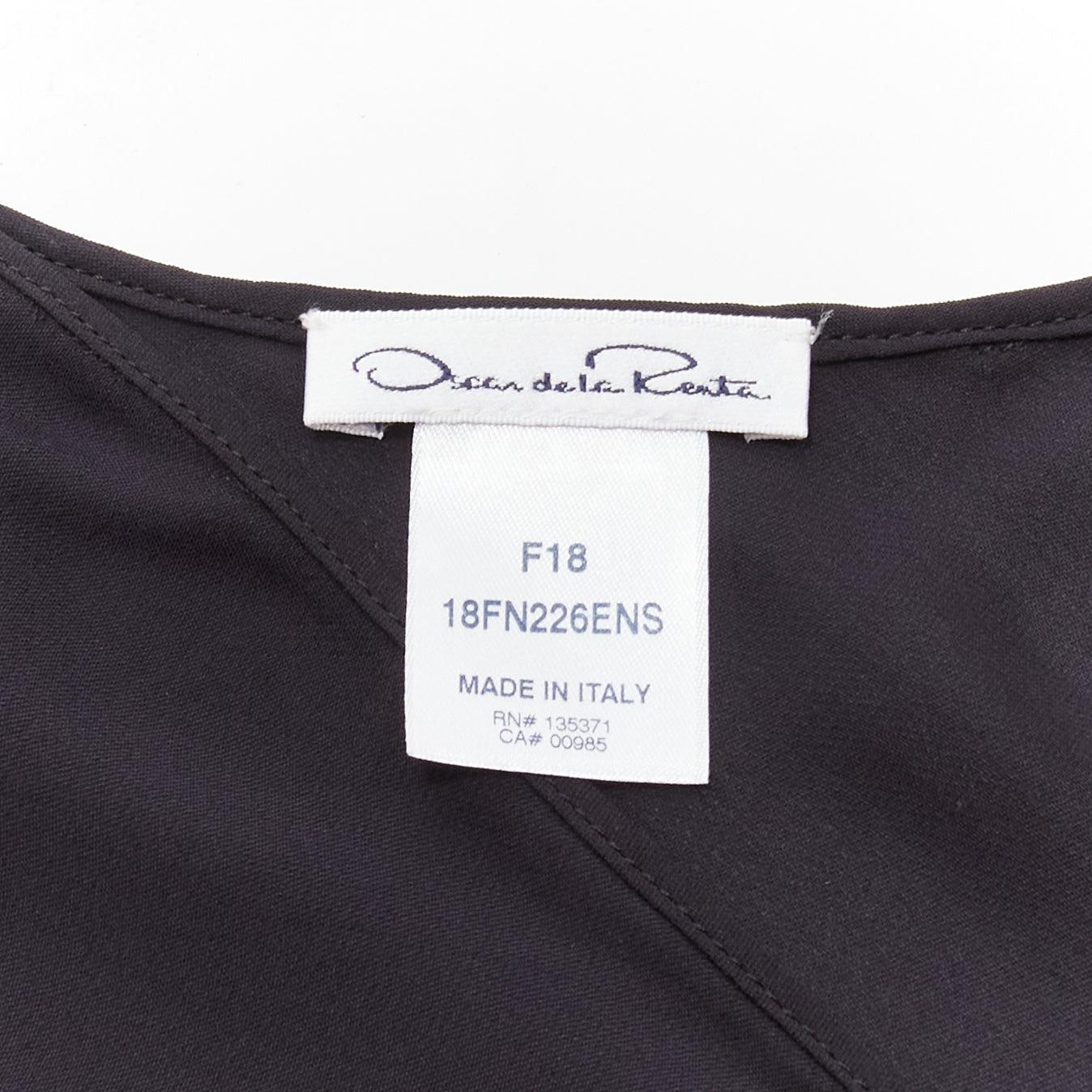 OSCAR DE LA RENTA 2018 100% silk black plunge neck slip dress US0 XS For Sale 4