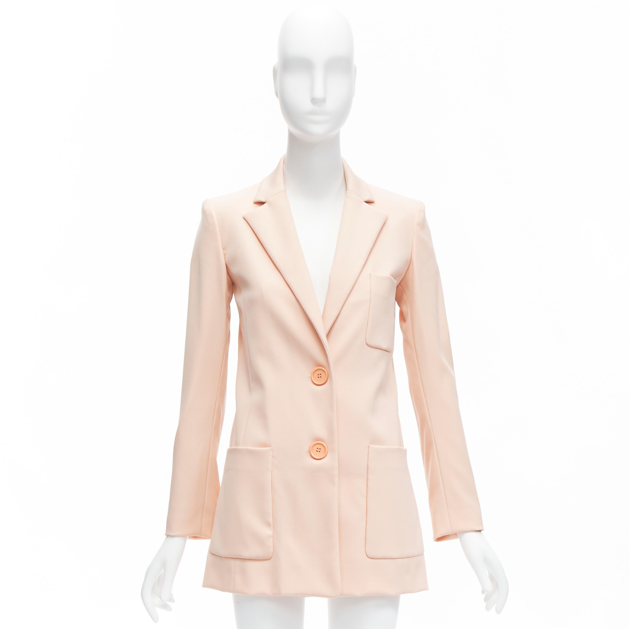 Oscar De La Renta 2018, giacca blazer a 3 tasche in lana rosa arrossita US0 XS in vendita 6
