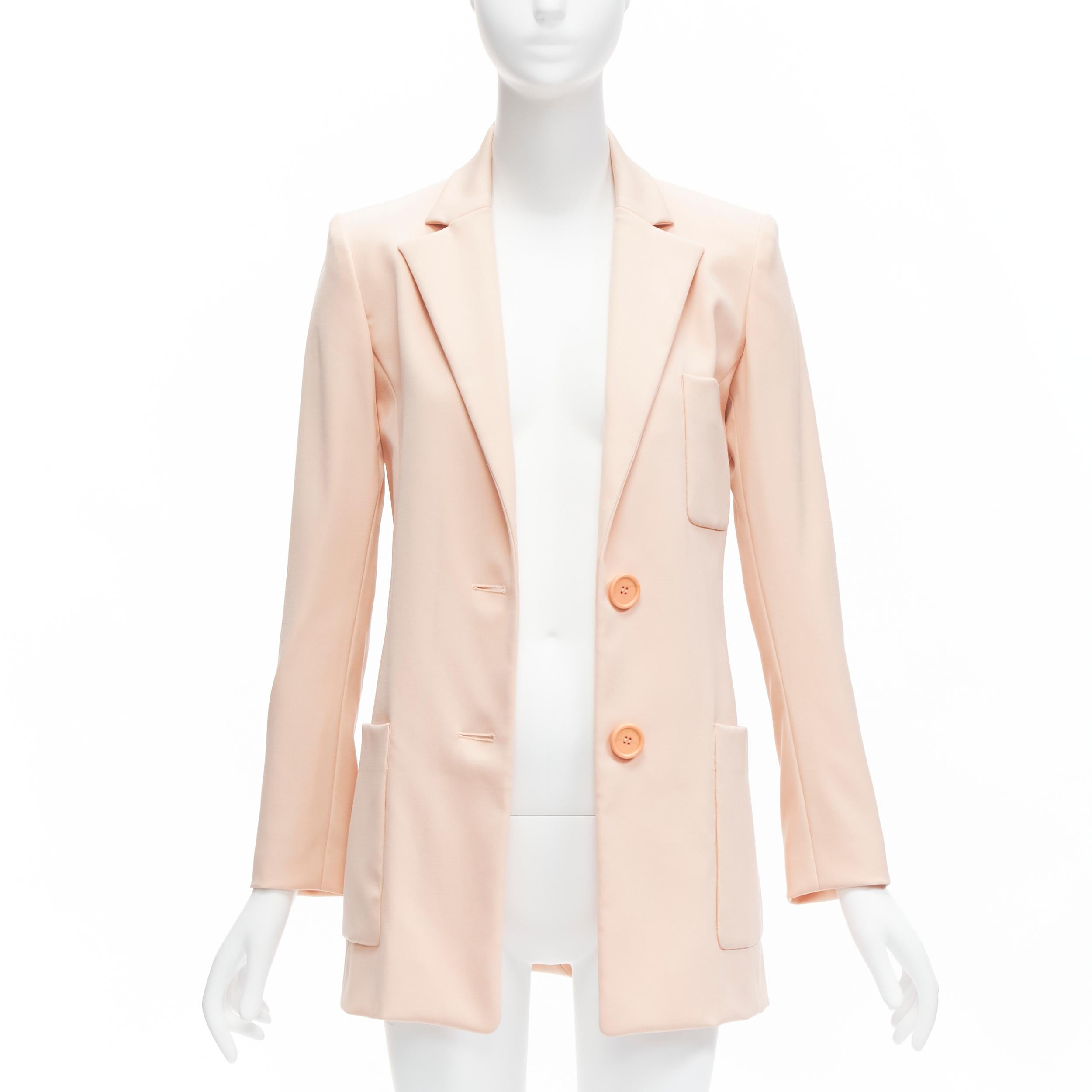Bianco Oscar De La Renta 2018, giacca blazer a 3 tasche in lana rosa arrossita US0 XS in vendita