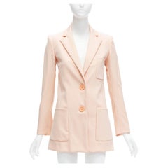 OSCAR DE LA RENTA 2018 blush pink wool 3 pocket longline blazer jacket US0 XS