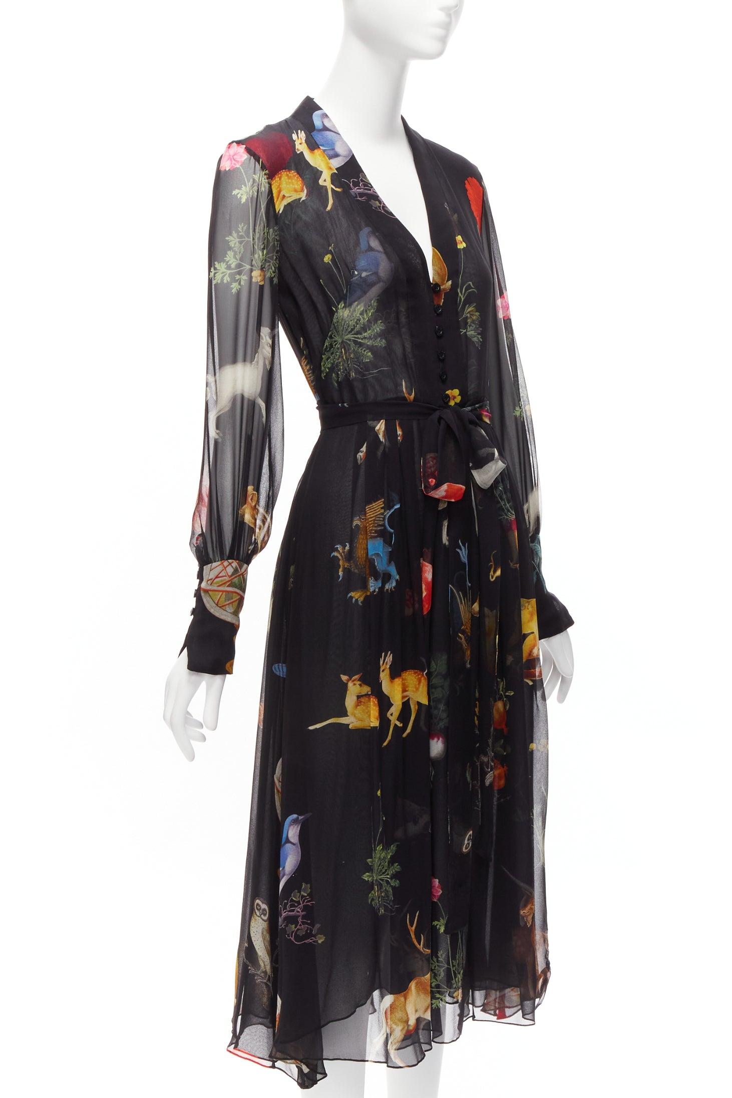 Women's OSCAR DE LA RENTA 2018 Enchanted Forest floral silk dress US0 XS Meghan Markel