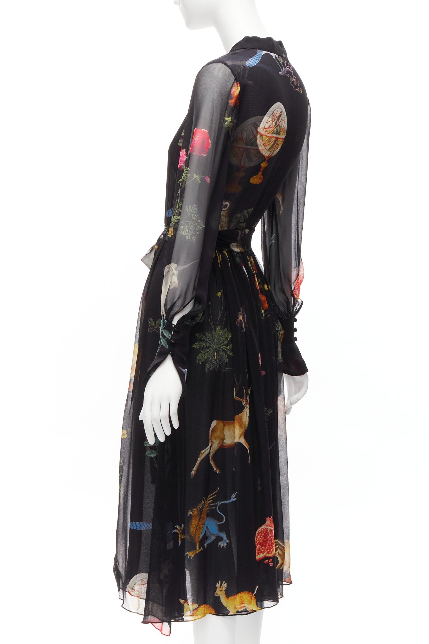 OSCAR DE LA RENTA 2018 Enchanted Forest floral silk dress US0 XS Meghan Markel 3
