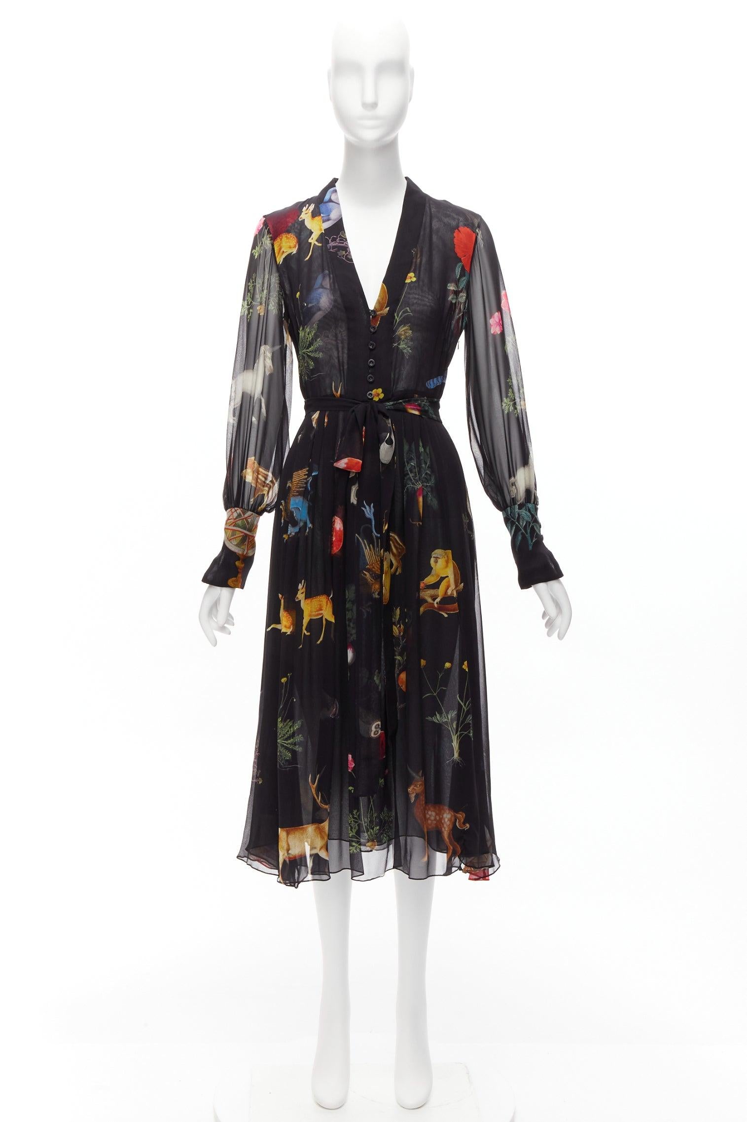 OSCAR DE LA RENTA 2018 Enchanted Forest floral silk dress US0 XS Meghan Markel 6