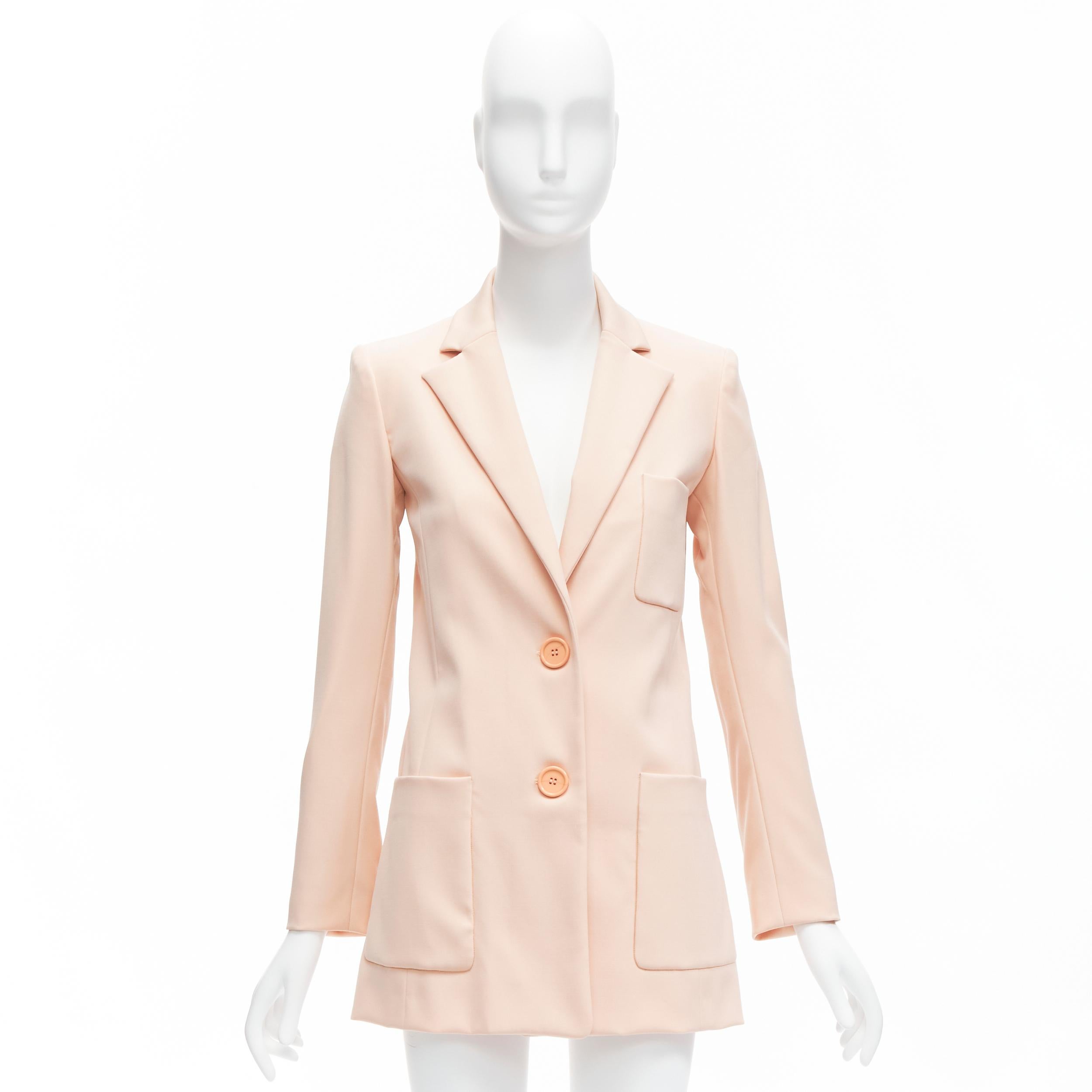 OSCAR DE LA RENTA 2018  pink virgin wool 3 pocket longline blazer jacket US0  For Sale 7