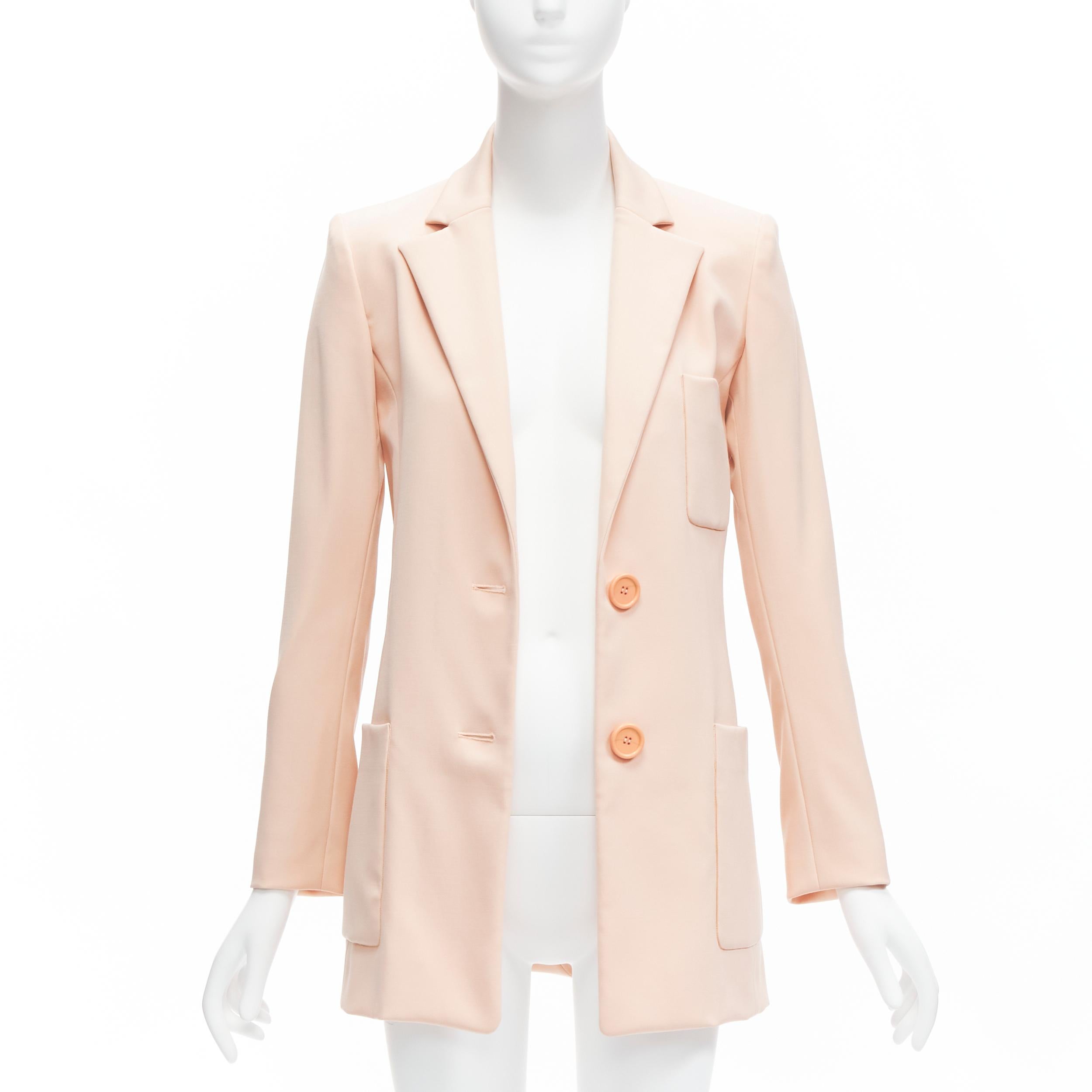 White OSCAR DE LA RENTA 2018  pink virgin wool 3 pocket longline blazer jacket US0  For Sale