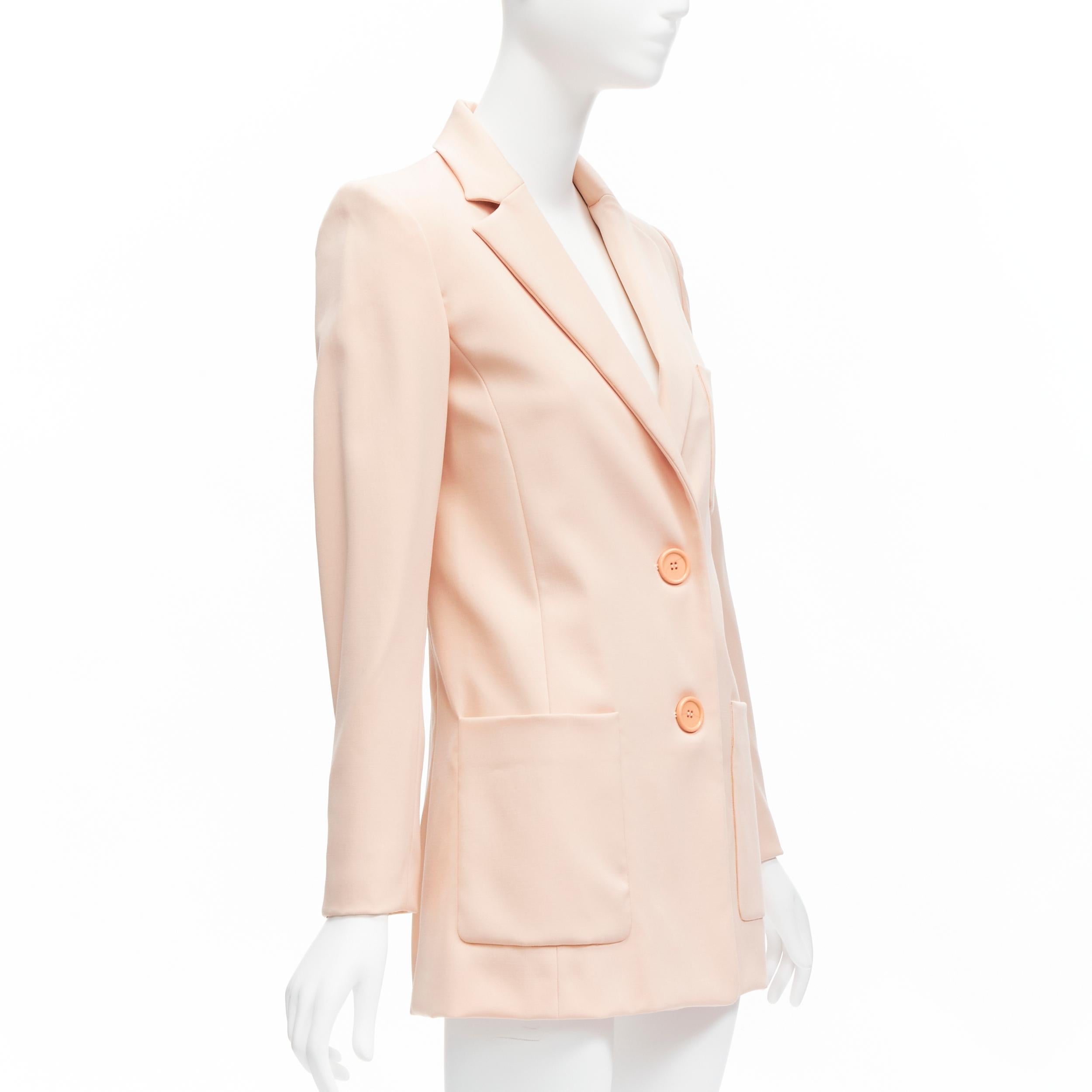 Women's OSCAR DE LA RENTA 2018  pink virgin wool 3 pocket longline blazer jacket US0  For Sale