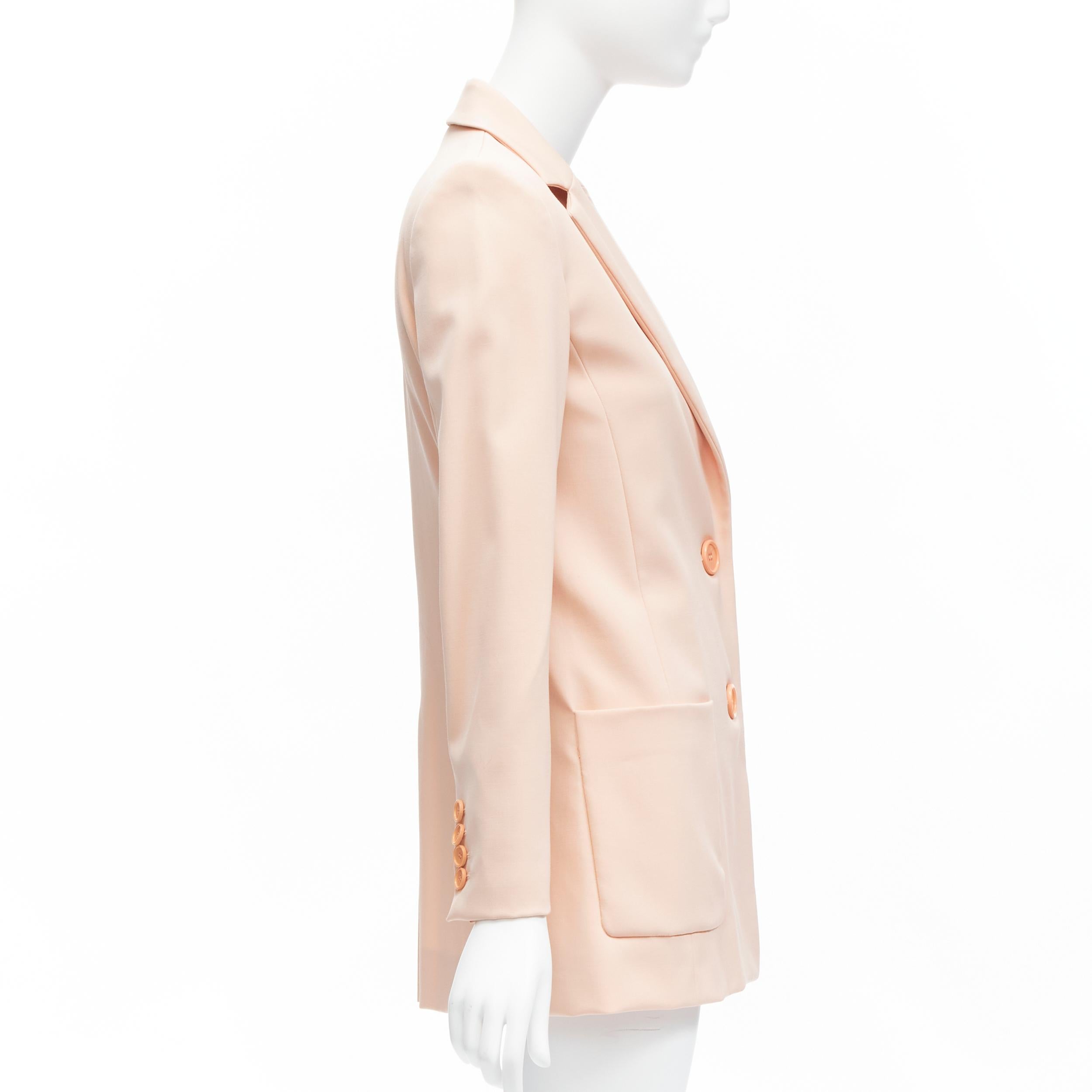 OSCAR DE LA RENTA 2018  pink virgin wool 3 pocket longline blazer jacket US0  For Sale 1