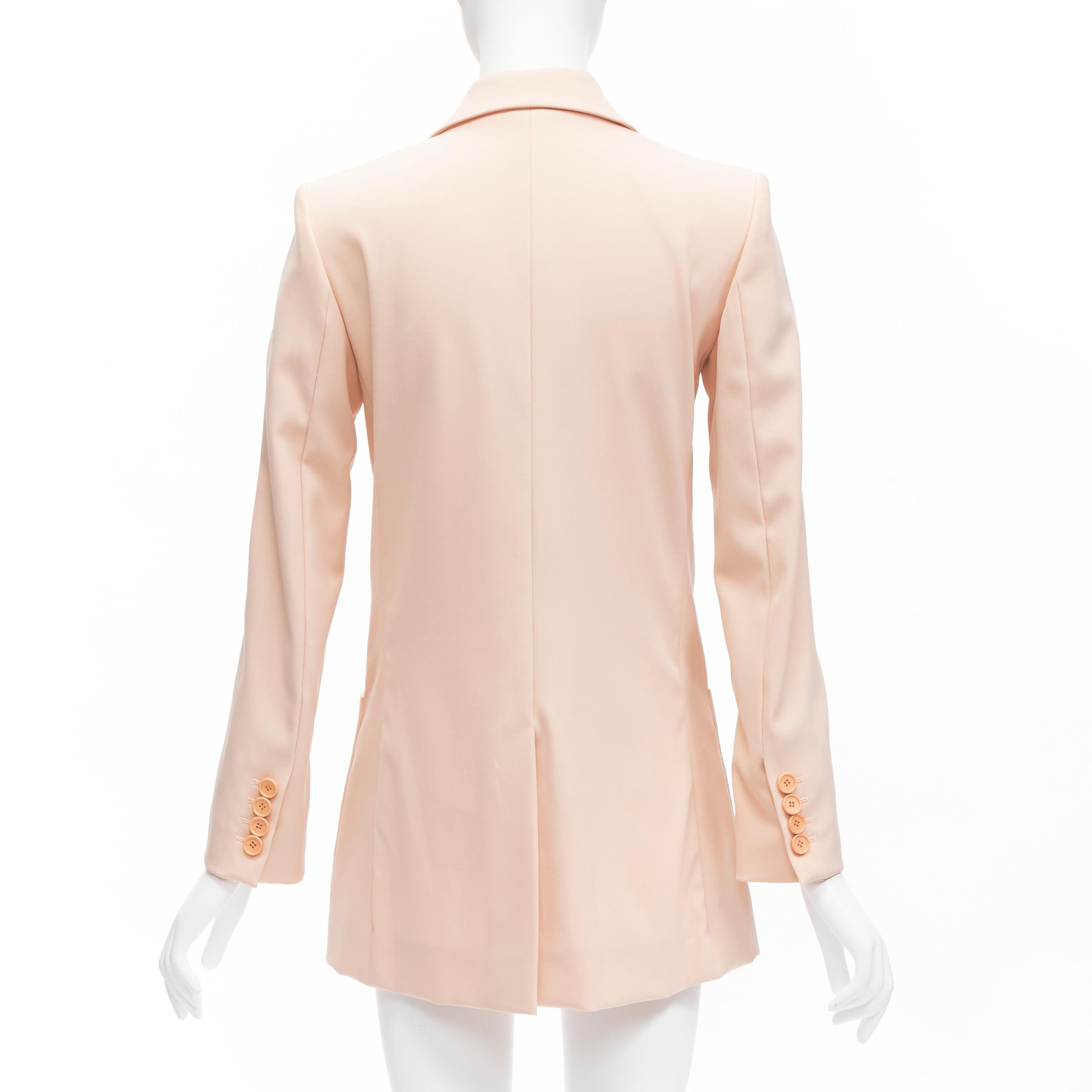 OSCAR DE LA RENTA 2018  pink virgin wool 3 pocket longline blazer jacket US0  For Sale 2