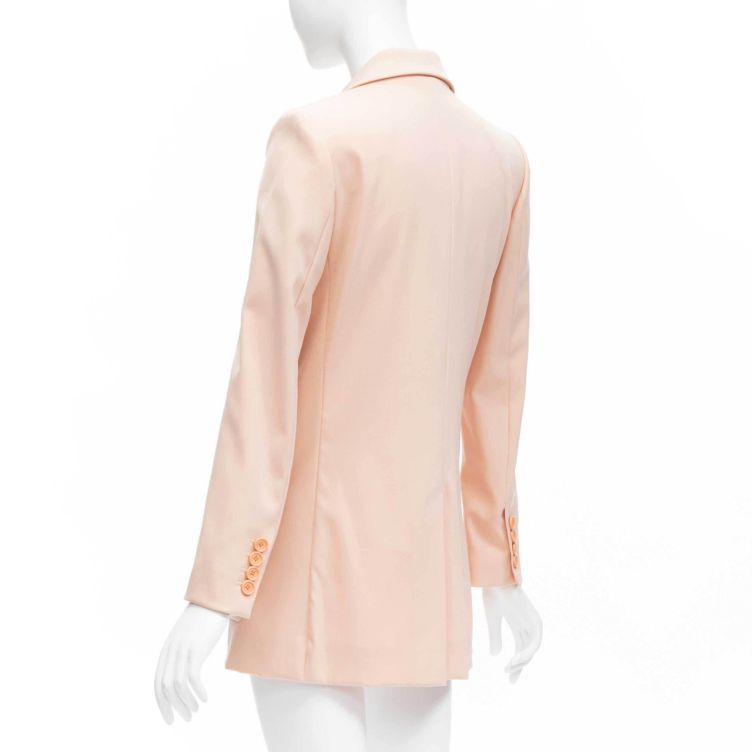 OSCAR DE LA RENTA 2018  pink virgin wool 3 pocket longline blazer jacket US0  For Sale 3