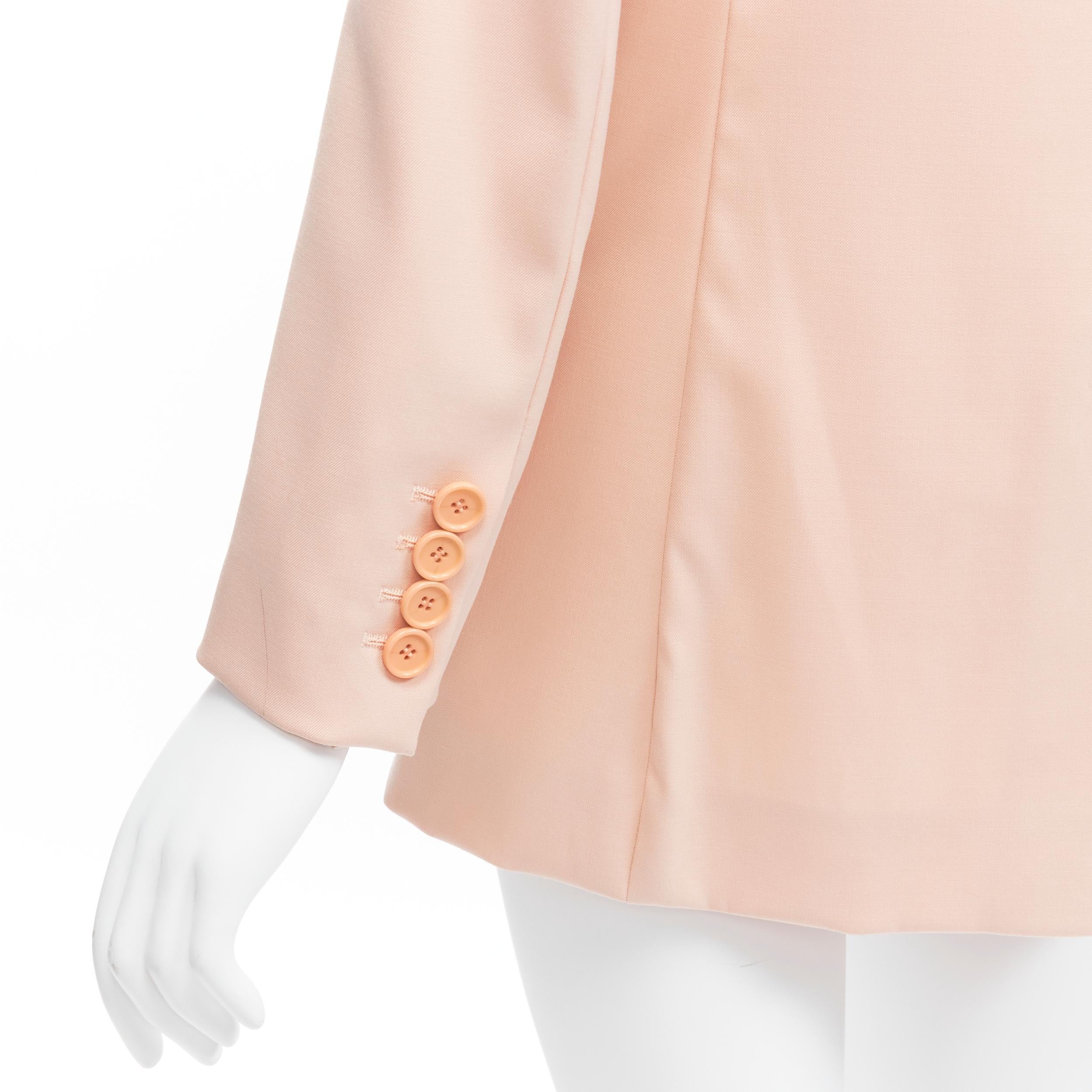 OSCAR DE LA RENTA 2018  pink virgin wool 3 pocket longline blazer jacket US0  For Sale 4