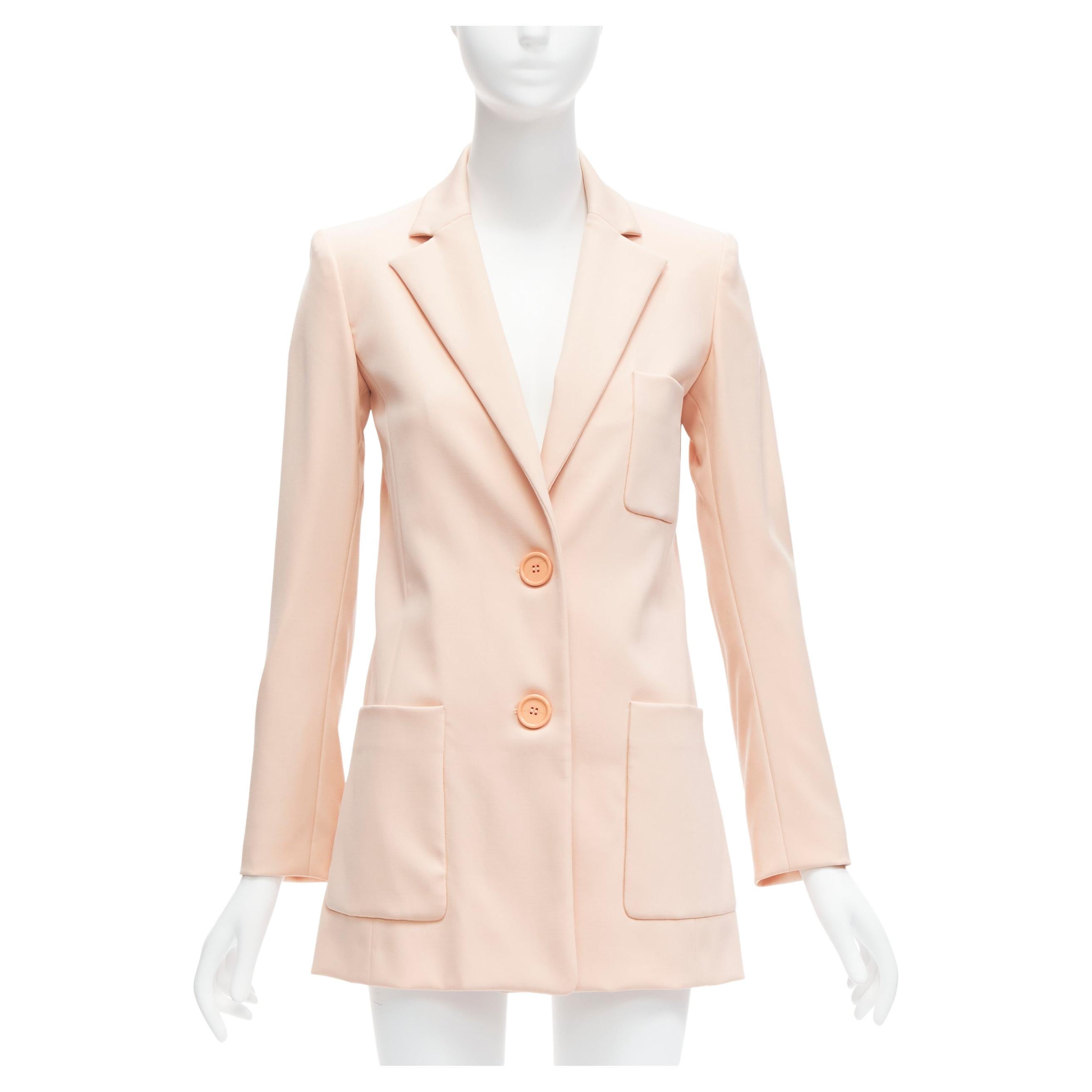 OSCAR DE LA RENTA 2018  pink virgin wool 3 pocket longline blazer jacket US0  For Sale