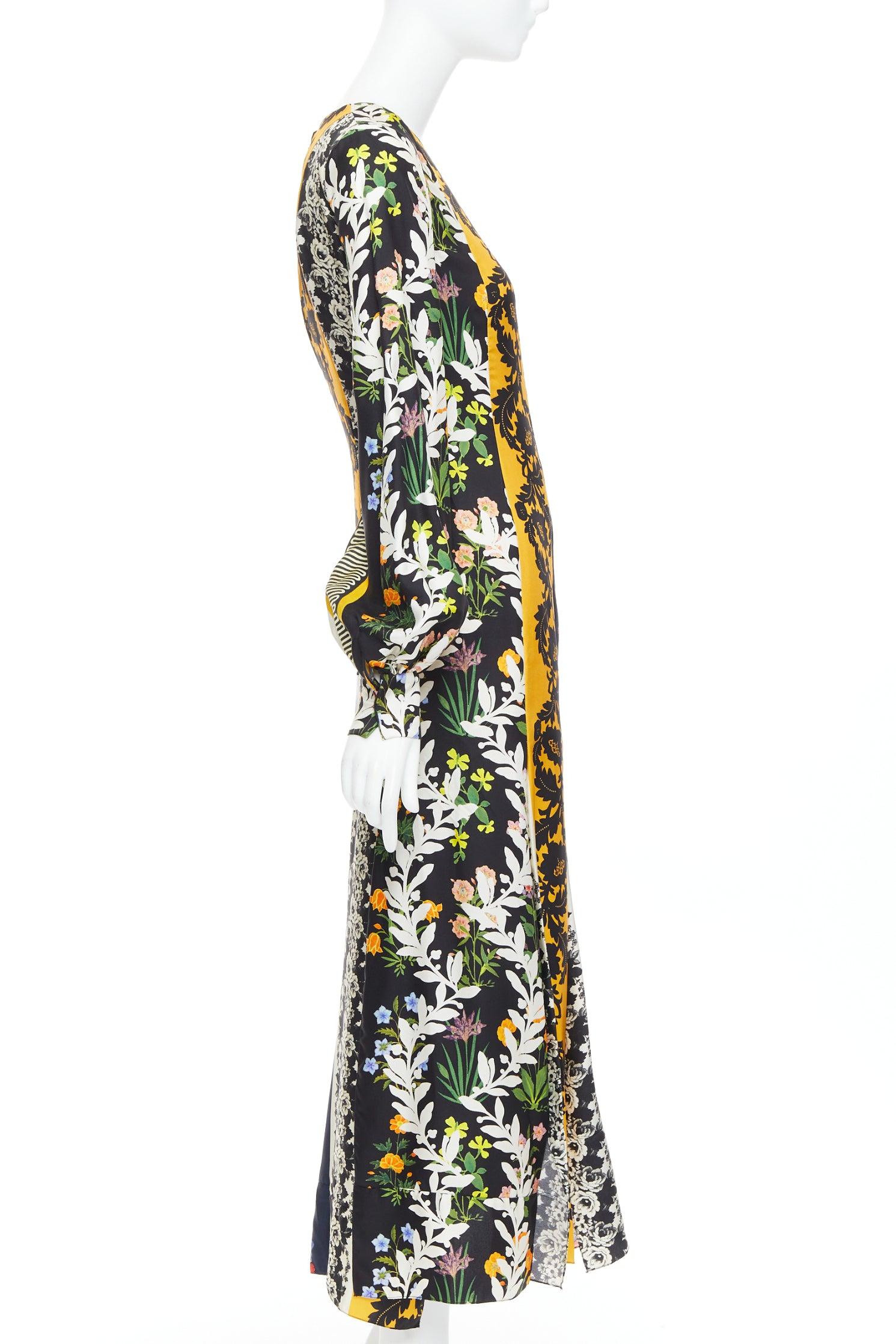 Women's OSCAR DE LA RENTA 2019 100% silk floral print asymmetric boho dress US0 XS For Sale