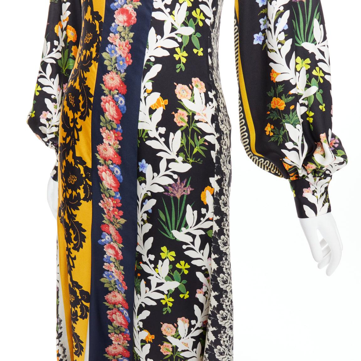 OSCAR DE LA RENTA 2019 100% silk floral print asymmetric boho dress US0 XS For Sale 3