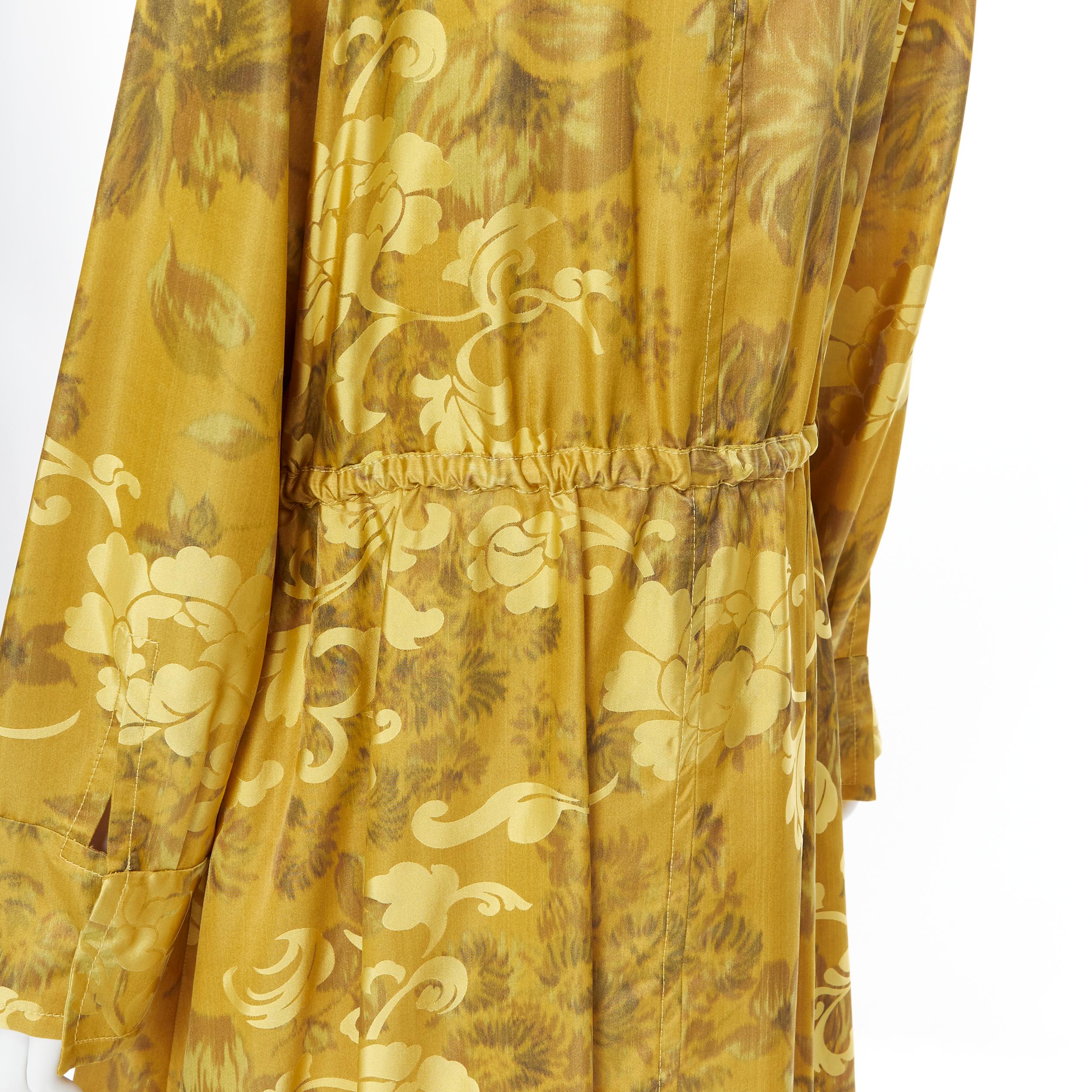 OSCAR DE LA RENTA 2019 100% silk oriental floral tassel drawstring robe coat S 5