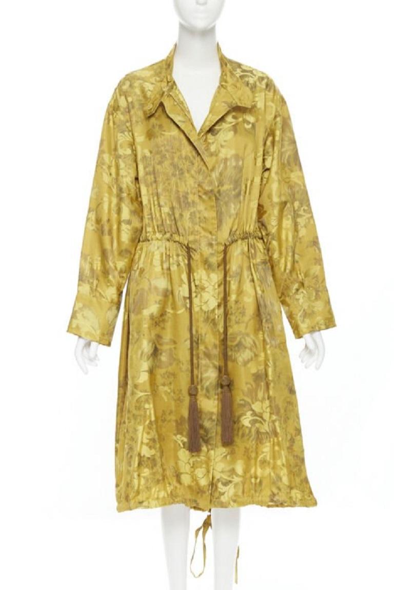Women's OSCAR DE LA RENTA 2019 100% silk oriental floral tassel drawstring robe coat S For Sale