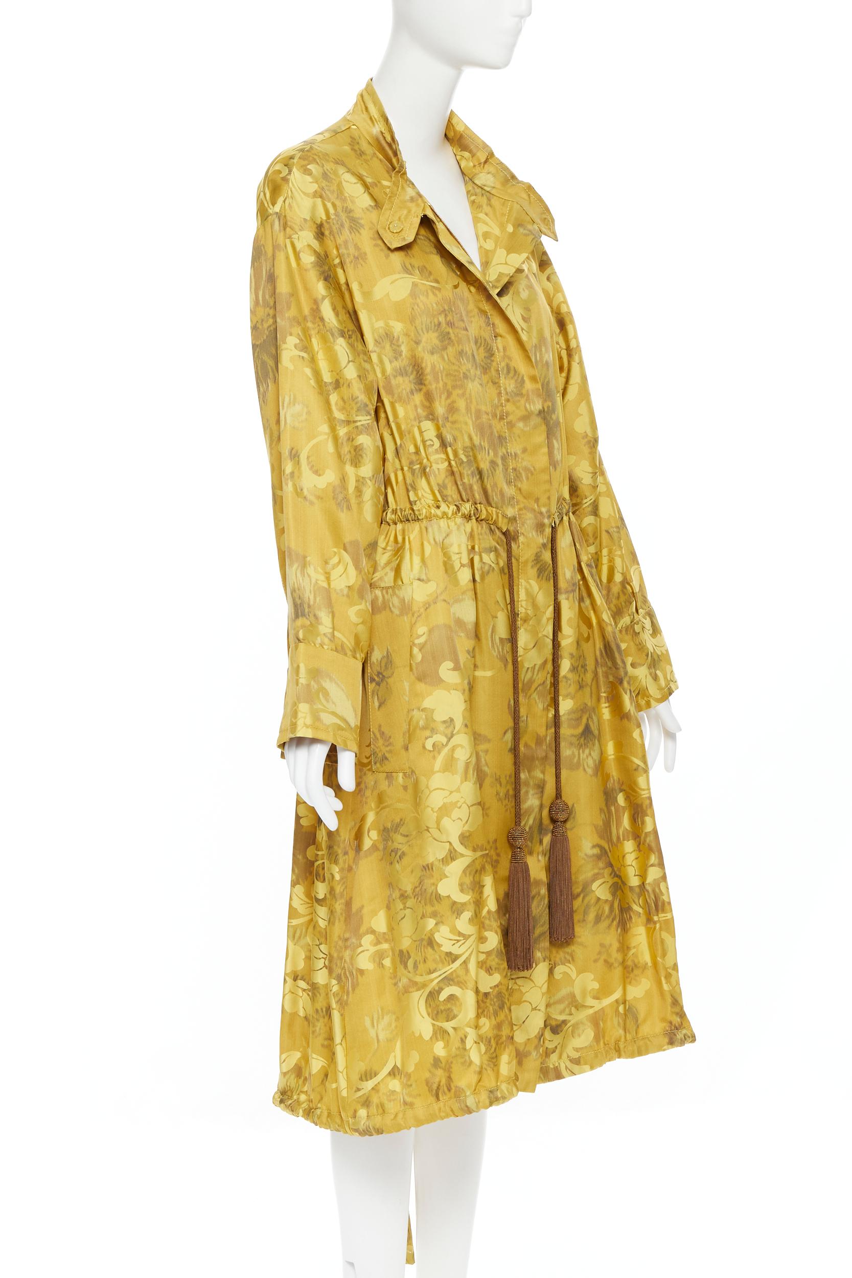 Women's OSCAR DE LA RENTA 2019 100% silk oriental floral tassel drawstring robe coat S