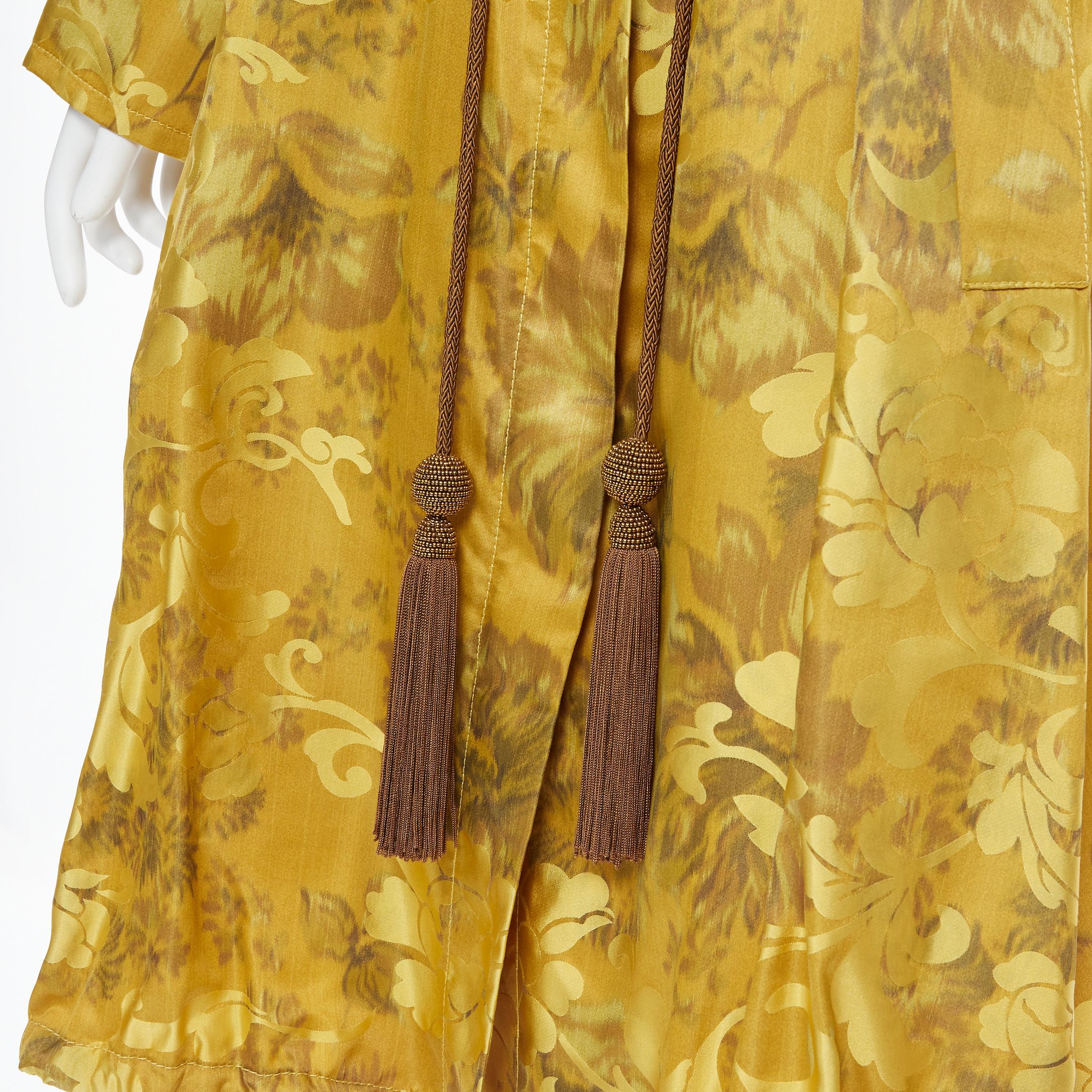 OSCAR DE LA RENTA 2019 100% silk oriental floral tassel drawstring robe coat S 4