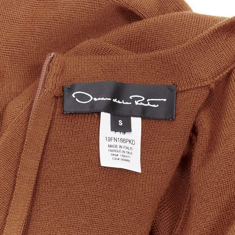 OSCAR DE LA RENTA 2019 100% virgin wool brown drawstring knitted jumpsuit S For Sale 4