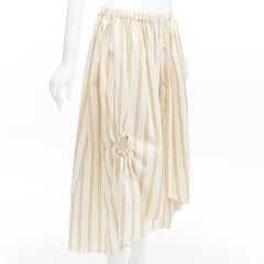 OSCAR DE LA RENTA 2019 cotton  linen ruched cutout striped balloon skirt US0 XS