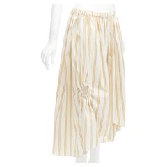 OSCAR DE LA RENTA 2019 cotton  linen ruched cutout striped balloon skirt US0 XS
