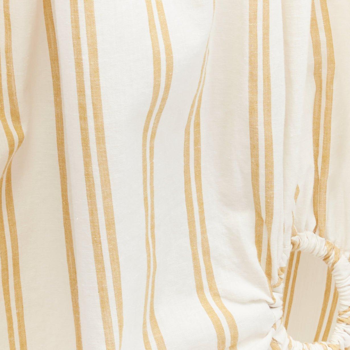 OSCAR DE LA RENTA 2019 cotton  linen ruched cutout striped balloon skirt US0 XS For Sale 3