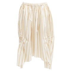OSCAR DE LA RENTA 2019 cotton  linen ruched cutout striped balloon skirt US0 XS
