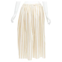 OSCAR DE LA RENTA 2019 cotton  linen ruched cutout striped balloon skirt US0 XS