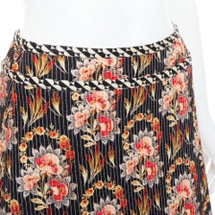 OSCAR DE LA RENTA 2019 multicolor 100% silk floral print quilted skirt US0 XS