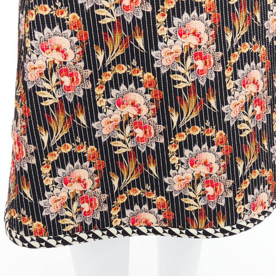 OSCAR DE LA RENTA 2019 multicolor 100% silk floral print quilted skirt US0 XS For Sale 3